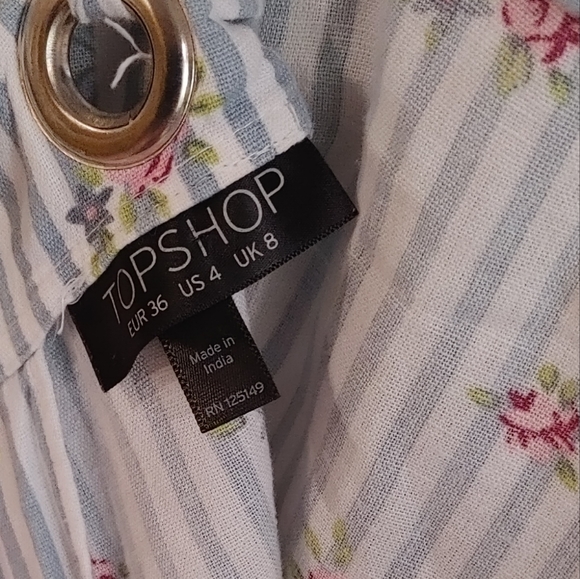Topshop pin stripe floral pinafore or mini dress - Picture 5 of 8